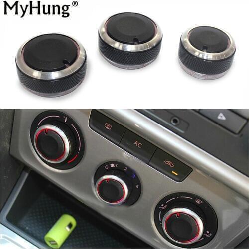 Car Accessories AC Knob Air Conditioning Heat Control Switch Knob For Volkswagen Polo 2004-2013 Aluminum Alloy 3pcs