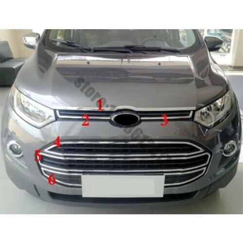 For Ford Ecosport 2013-2017 Car styling high quality ABS Chrome Front Grille Around Trim Racing Grills Trim