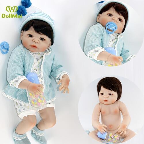 Bebes reborn menino real full silicone reborn baby doll can enter water water bath toys 23" alive boneca reborn kids doll gift