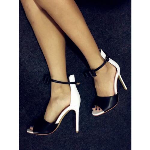 Deification Chic Buty Damskie Black White Patchwork Sandals Women Sexy Ladies Party Shoes Butterfly-Knot Gladiator Sandals Women