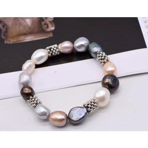 Colorful pearl bracelets, natural baroque pearls, vintage accessory bracelets, ladies beaded bracelets