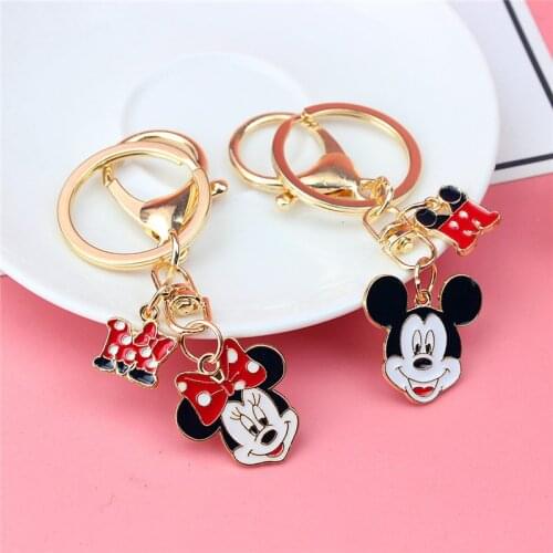 Disney Mickey Mouse Car Key Bag Pendant Cartoon Originality Cute Minnie Key Ring Backpack Accessories Keychain for Women