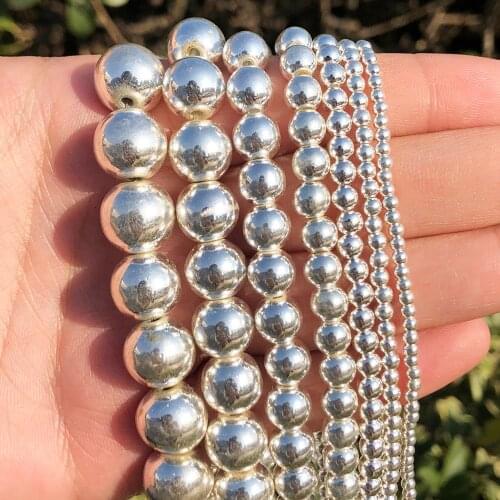 2/3/4/6/8/10mm Natural Stone White K Hematite Stone Round Loose Beads for Jewellery Making Bracelet 15 inch Strand