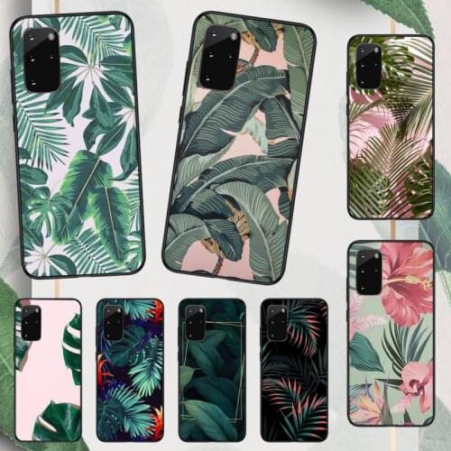 Tropical green plant banana leaf leaves Phone Case For Samsung A50 A51 A71 A20E A20S S10 S20 S21 S30 Plus ultra 5G M11