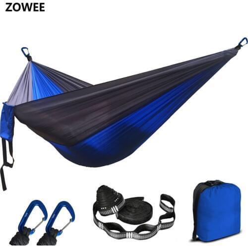 2019 Dropshipping Assorted Color Parachute Nylon Hammock Outdoor Camping Hammocks Double Person Portable Swing Hammock