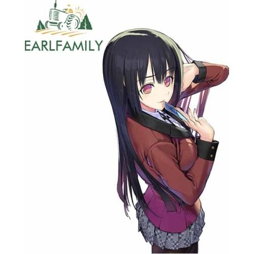 EARLFAMILY 13cm x 7.3cm For Kakegurui Car Stickers Sunscreen Decal Laptop Vinyl Material Occlusion Scratch For JDM SUV RV