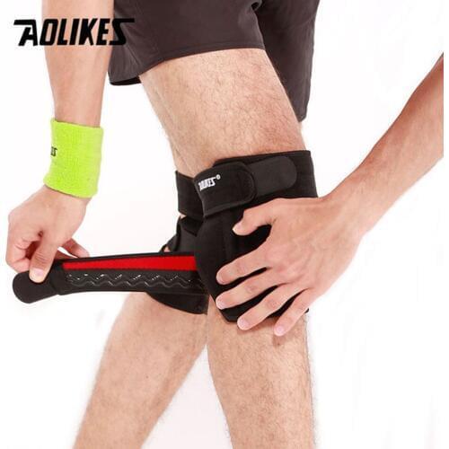 AOLIKES 1PCS Adjustable Four Spring Support Elastic Knee Protector Brace Patella Knee Pads Hole Sports