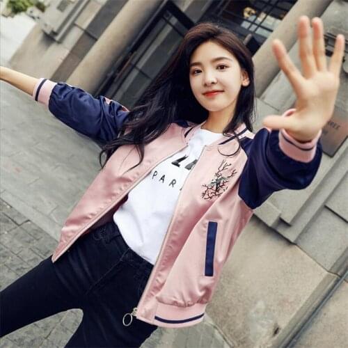 Fleece Jacket for Women Retro Coats embroidered padded Female Coats baseball uniform Zipper warm tide outwear Womens Jackets