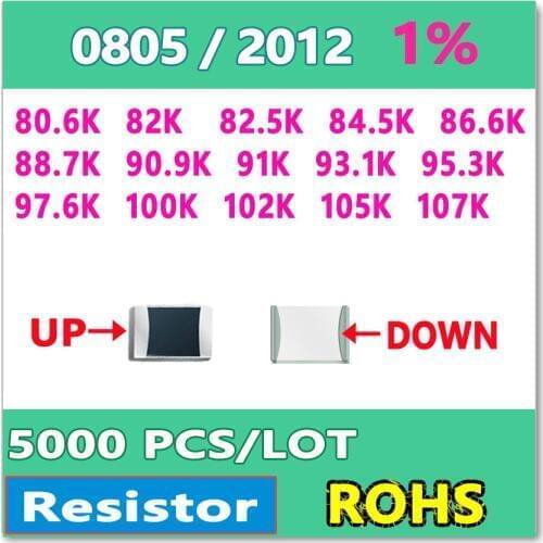 JASNPROSMA OHM 0805 F 1% 5000pcs 80.6K 82K 82.5K 84.5K 88.8K 88.7K 90.9K 91K 93.1K 95.3K 97.6K 100K 102K 105K 107K smd 2012