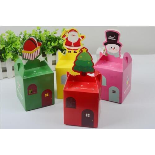 Cartoon gift Christmas Wedding candy fruit box colorful christmas box christmas eve apple folding cartons cute bag casual