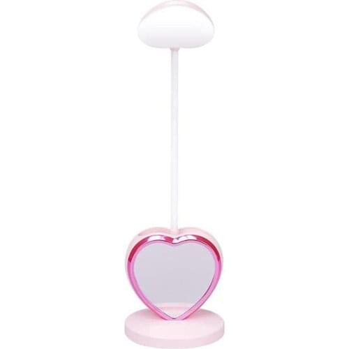 Press LED Desk Lamp, Desk Lamp with USB Charging Port and Pen/Phone Holder, Rechargeable Study Lamp for Teens,Pink