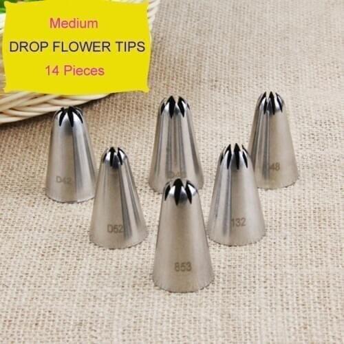 Wholesale 10 pcs/lot Drop Flower Tips Stainless Steel Icing Piping Nozzles Cake Decorating Pastry Tip Sets Cupcake Tools