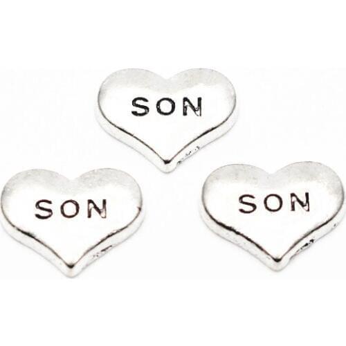 Wholesale 10pcs/lot SON Heart Floating charms Alloy Charms Living glass Memory Lockets DIY Jewelry