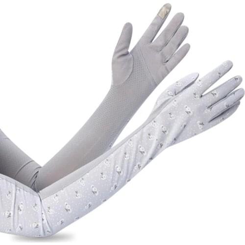 Women Summer Ice Silk Thin Long Full Finger Sunscreen Driving Sun Sleeve Sport Fitness Anti-UV Cycling Touch Screen Glove M64