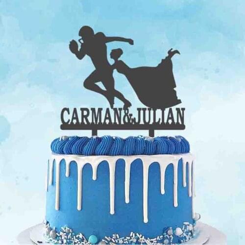 Personalized American Football Wedding Cake Topper Custom Couples Name ,Bride and Groom Playing Rugby Wedding Decoration Topper