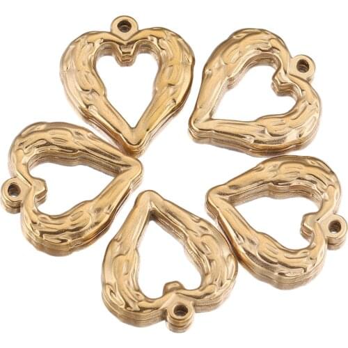 5pcs/lot Stainless Steel Pendants Angel Wings Heart Feathers Connector Charms Fit Earring Bracelets DIY Jewelry Making Supplies