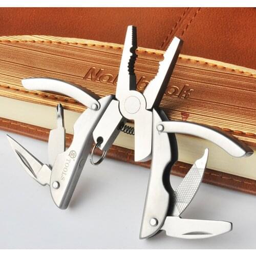 Portable Multifunction Folding Plier Stainless Steel Foldaway Knife Keychain Screwdriver For Camping Survival Outdoor Tools