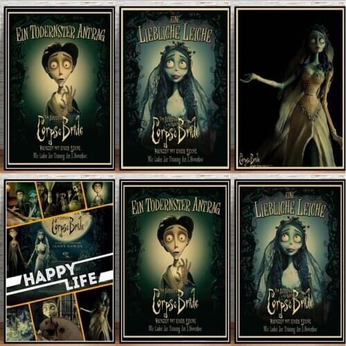 Tim Burton Movie Poster Corpse Bride Home/Bar Furniture Canvas Decoration Craft Movie Retro Poster