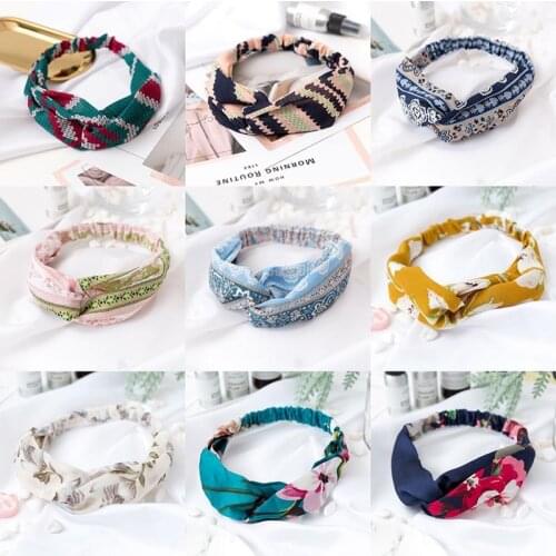 Fashion Hair Accessories Striped Flower Knot Headband Boho Women Girls Lady Turban Elastic Hairband korean Style Head Wrap