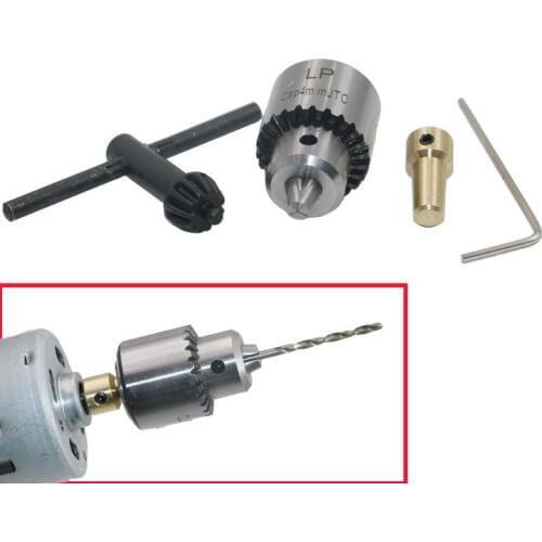 ZtDpLsd Micro Motor Drill Chuck Clamping 0.3-4mm Taper Mounted Drill Chuck With Chuck Key 3.17mm Brass Mini Electric Motor Shaft