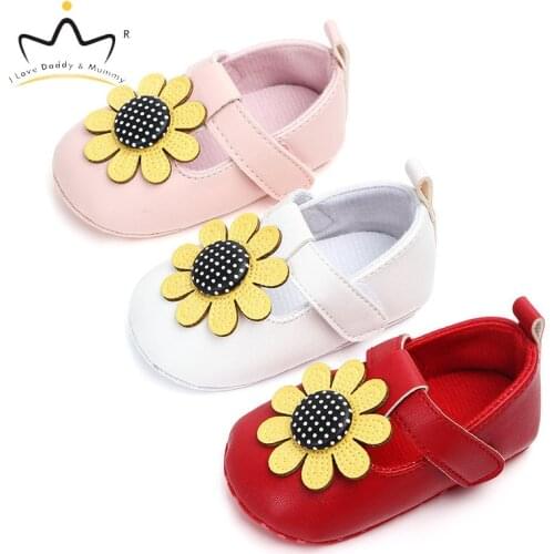 Summer Big Sun Flower Baby Girl Shoes Soft PU Leather Non-slip Baby Shoes First Walkers Cute Pricness Girls Toddler Shoes