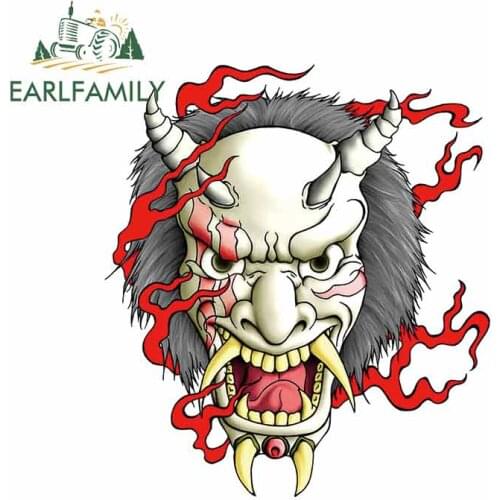 EARLFAMILY 13cm x 11.7cm For Oni Mask Tattoo Fine Decal Vinyl Car Sticker Waterproof Repair Personality Occlusion Scratch Decor
