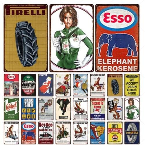 Motor Oil Metal Plaque Vintage Metal Tin Signs Garage Gas Station Decorative Tyre Service Retro Wall Art Poster 20x30cm Custom