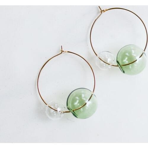 Original Hand Blown Glass Hoop Earrings For Women Fresh Transparent Bubble Korean Earrings 2018 Christmas Earrings Femme Bijoux