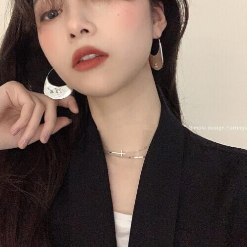 2021 New S925 Personality Geometric Metal Style Stylish Irregular Mirror Hook CE Hoop Earring For Women Girls Party Jewelry