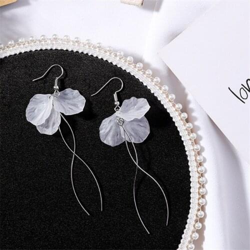 2020 Korean Elegant Vintage Shell Flower Crystal Long Chain Tassel Drop Earrings For Women Jewelry Fashion Brincos Pendientes