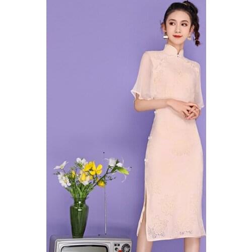Summer New Modified Chinese Style Womens Wear Bone Erosion Cheongsam Retro Young Girl Temperament Dress