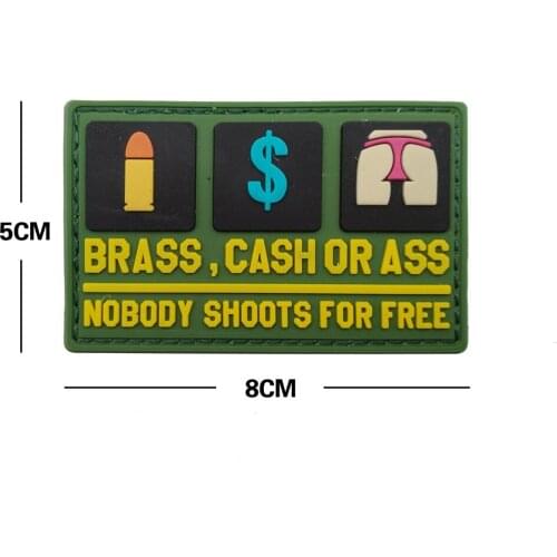 1pc 3D Embroidery PVC Bullet Cash Ass Waterproof Badge Armband Denim Jacket Backpack Hat Clothes Accessories Icon 8*5cm