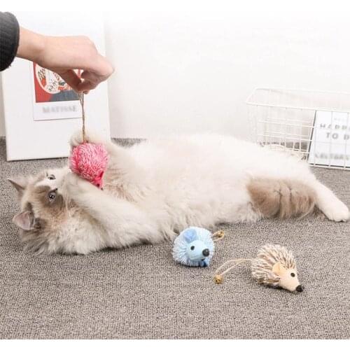 1PCS Random Color Cat Toy Plush Mouse Toy Sisal Interactive Kitten Mouse Toy Cat Chewing Toy with Bell Throwing Toys