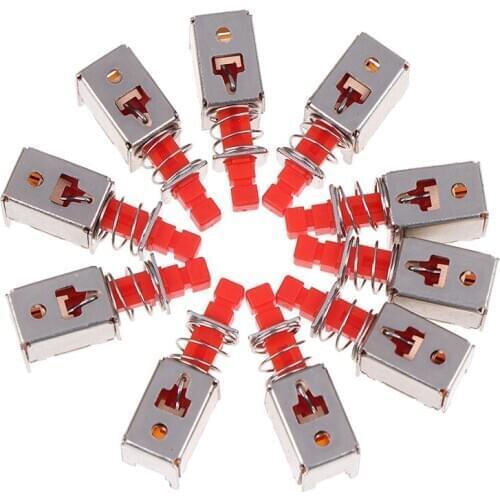 10pcs PS-22F03 Right Angle PCB Latching Push Button Switch DPDT Double Pole 6 Pin Self-locking Key Power Switches