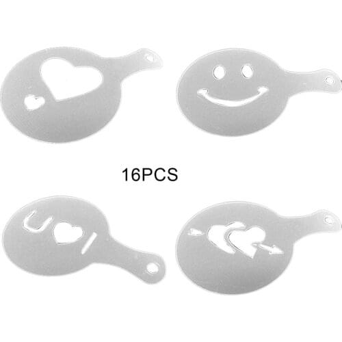 16 sets Coffee pull flower mold printed model fancy thickened coffee milk foam spray Pull flower print model