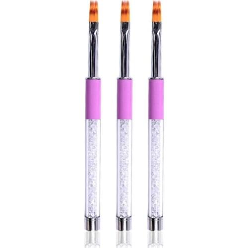 18.8cm Crystal Acrylic Nail Art Brush UV Gel Carving Pen Brush DIY Nail Drawing Liquid Glitter Handle Draw Manicure Nail Tool