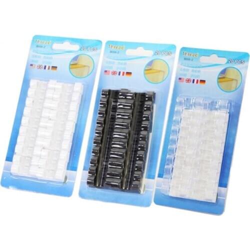 20pcs Self-adhesion Desk Organizers Protector Ties Wire Cord Cable Clip Management Wiring Accessories Cable Winder Holder Plasti