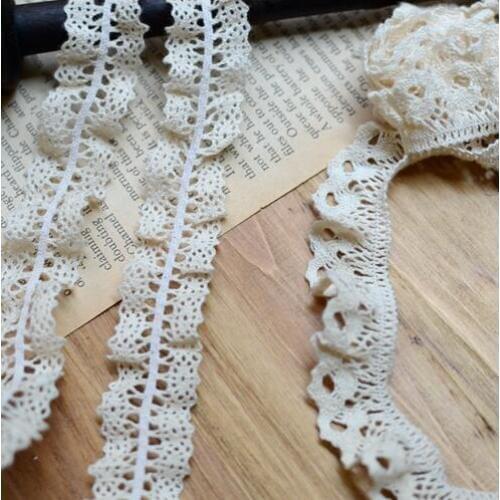 5 Meters High Qualtiy 2cm/2.1cm Width 2 Designs Knit Elastic Cotton Lace Fabric Crochet Stretch Lace Trim Ribbon