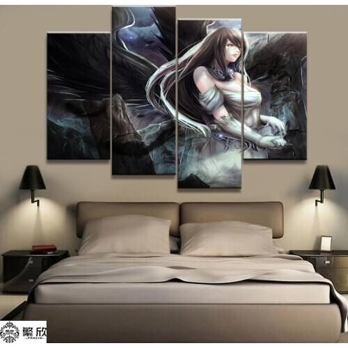 5 Panel Overlord Ainz Ooal Albedo Anime Figure Canvas Painting Printed For Living Room Wall Art Decor HD Picture Artworks Poste