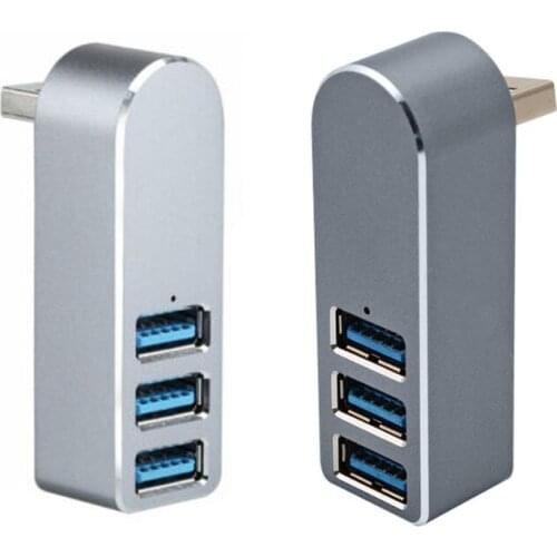 Aluminum Alloy Mini 3 Port USB 3.0 Hub High Speed Rotary USB Splitter Adapter for Laptop Notebook PC Computer Accessories