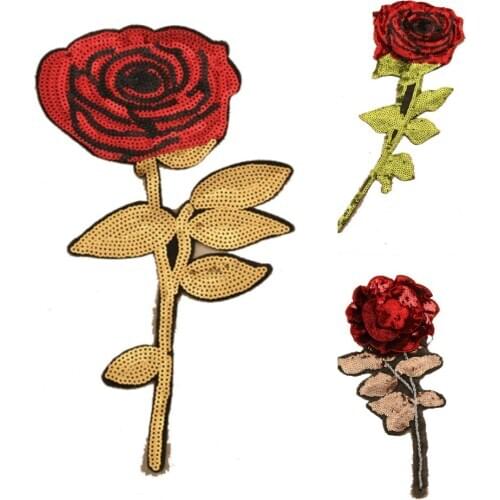 1Pcs New Arrival Rose Flower Floral Shaped Patches Iron Sewing On Parches Patches Applique For Clothes Bag Jacket Decoration