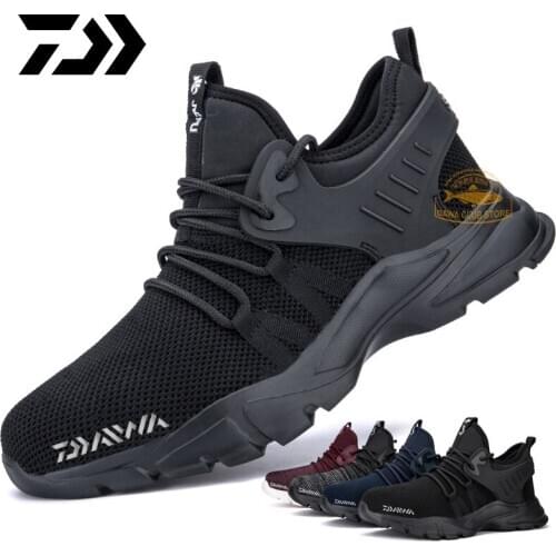 DAIWA Men Outdoor Fishing Shoes Mountaineering Breathable Non-slip Boots Wear-resistant Work Shoes, Anti-puncture Sneakers