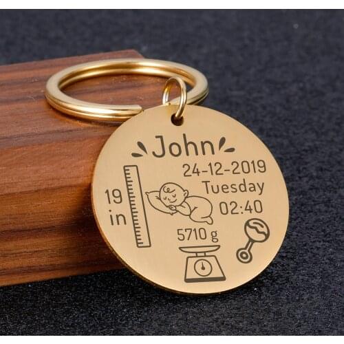 Custom Baby Birth State Keychain Gift for First Fathers Day New Mommy Gift Newborn Baby Key Pendant Women Men Jewerly Keyring