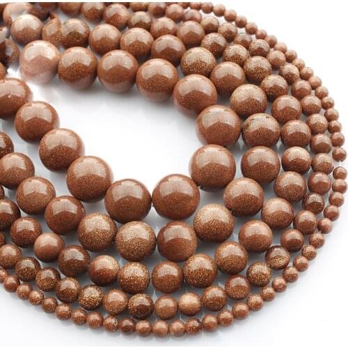15"(38cm) Strand Round Natural Gold Aventurine Stone Rocks 4mm 6mm 8mm 10mm 12mm 14mm Beads for Bracelet Jewelry Making Findings