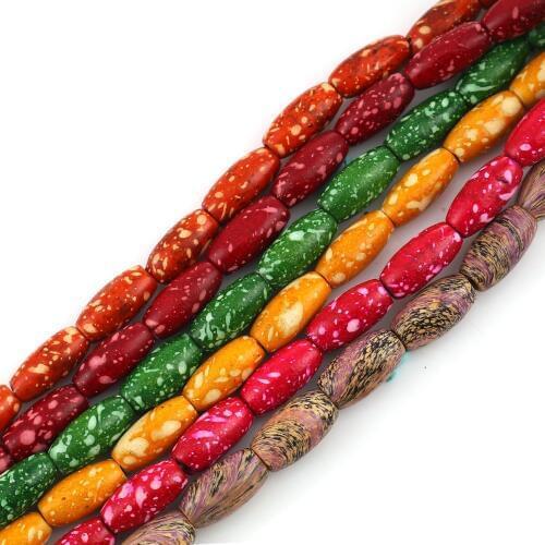 DoreenBeads Fashion Wood Spacer Beads Oval Colorful Brown Jewelry DIY Findings 15 x 8mm, Hole: Approx 2.8mm, 47cm long, 1 Strand