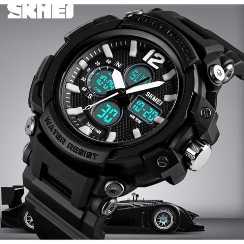 SKMEI Men Watch Chronograph Sport Watch Dual Display Digital Watch Luminous Waterproof Quartz Wristwatches Relogio Masculino