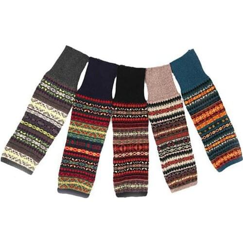 Women Leg Warmer Knee Leg Warmer Winter Boot Leg Warmer Knitted Long Cuff Socks Soft Corchet Ankle Warmer Bohimina Pattern Black