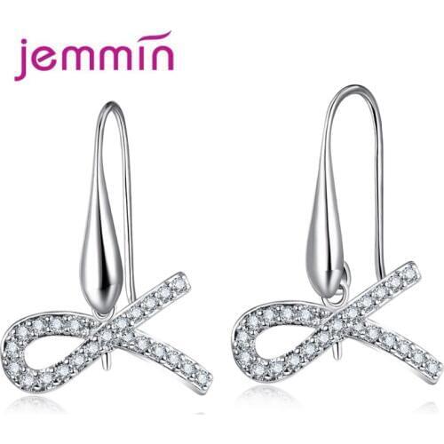 Geometric Shape Fine 925 Sterling Silver DIY Handmade Jewelry Earring Components Findings With Clear Micro Rhinstone