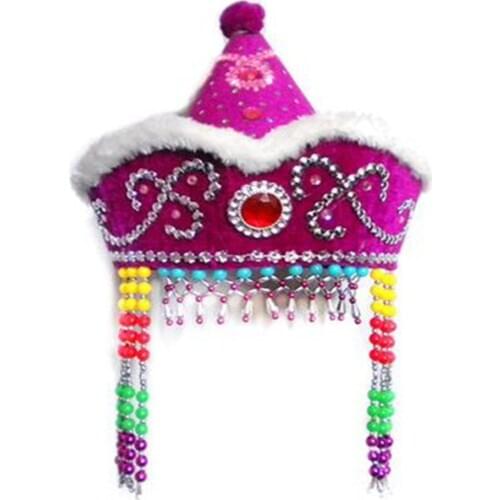 Mongolian National Minority Hat Headdress Costume Headdress Flower Tibetan Dance Head Hair Accessories
