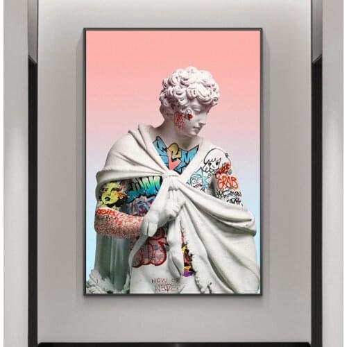 Graffiti Art of David Portrait Art Canvas Painting Posters and Prints Cuadros Wall Art for Living Room Home Decor (No Frame)